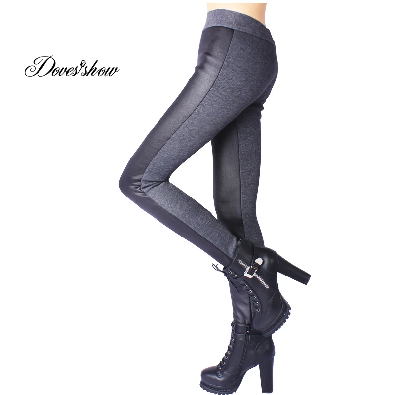 

Women's Winter Leggings Fashion Faux Leather Stitching Thicken Velvet Pants Slim Pencil Pants Plus Size Leggings XXXXXL