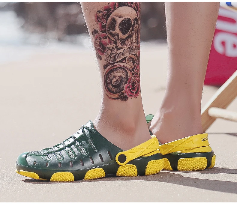 Мужские сандалии Crok Adulto Сабо Crocse черепки обувь EVA; сандалии; сезон лето; пляжные обувь, Тапочки Cholas hombre Bayaband с рисунком «крокодил»