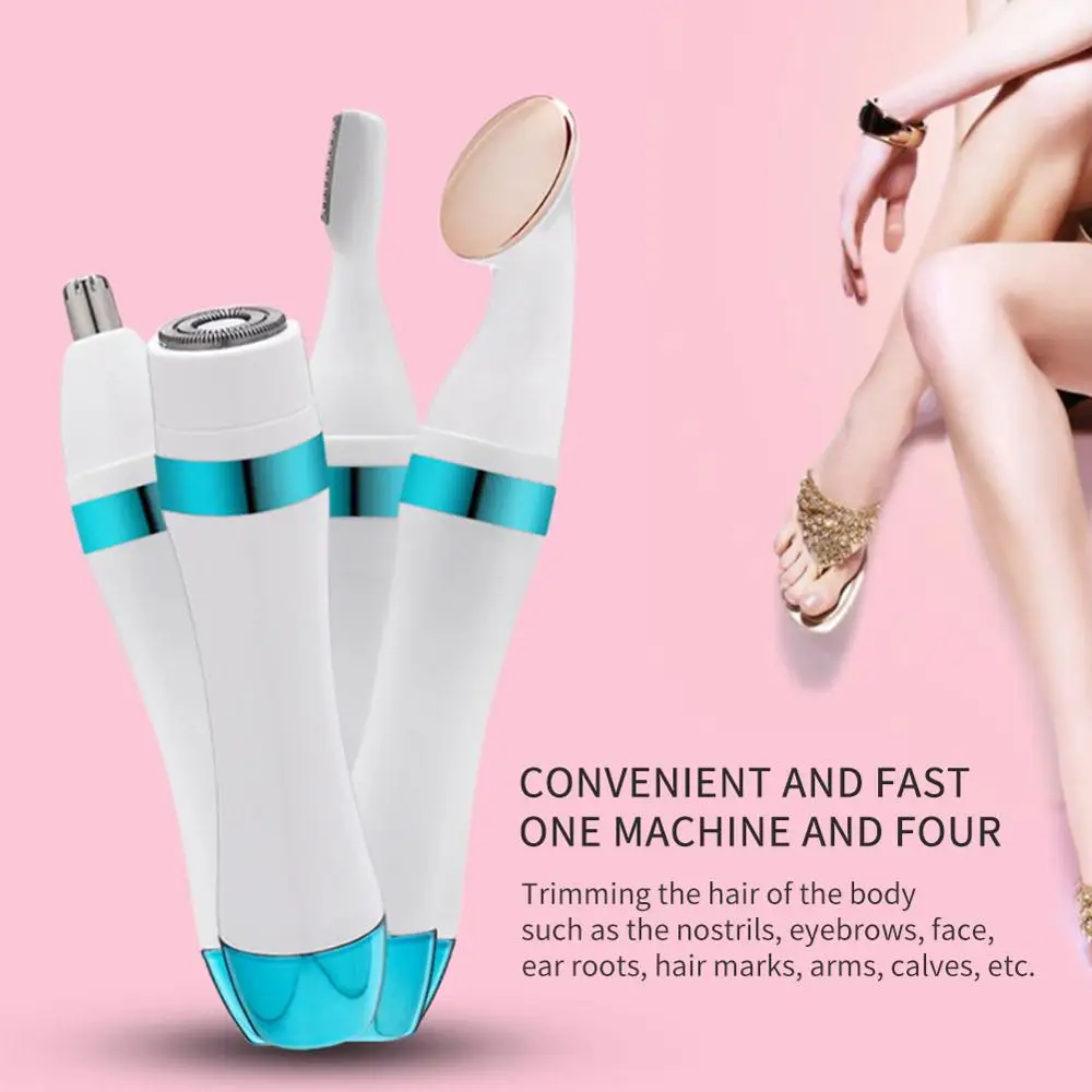 4 in 1 Women Electric Female Bikini Trimmer Body Portable Facial Hair Nose Ear Removal Shaver Set Wet Dry Beard Razor Machine