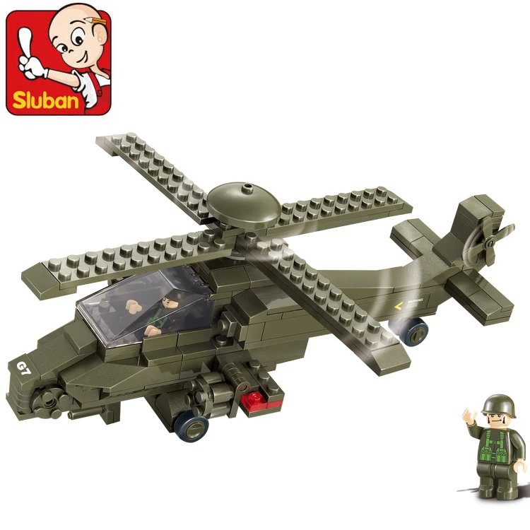 

Sluban 204pcs 3D construction eductional plastic scale models Sets Military Army Helicopter plastic model kits