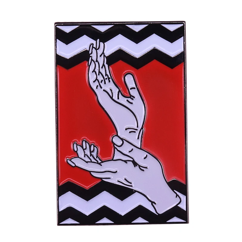 

Twin peaks enamel pin red room hands up brooch David Lynch badge suspense fans gift creative friends accessories