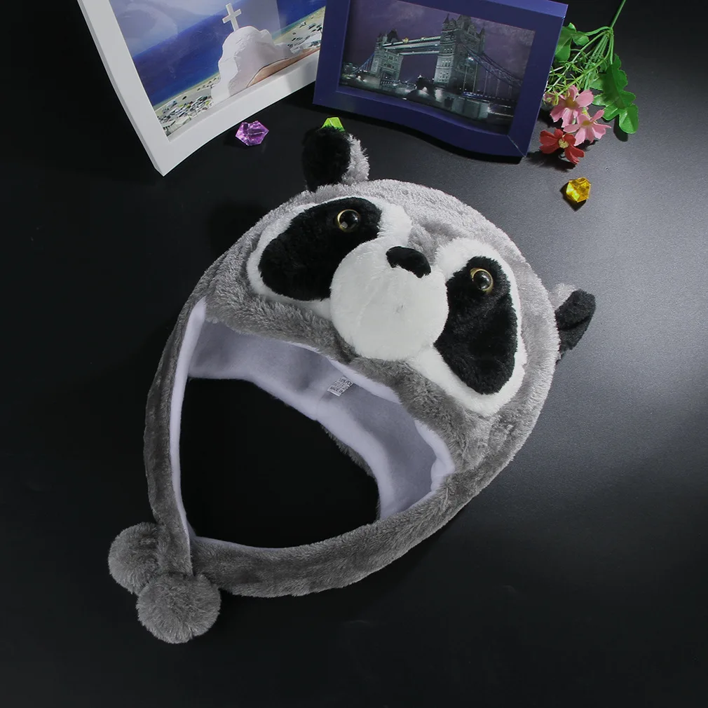 Heating And Ear Protection Beanie Raccoon Plush Hat Cartoon Animal Caps