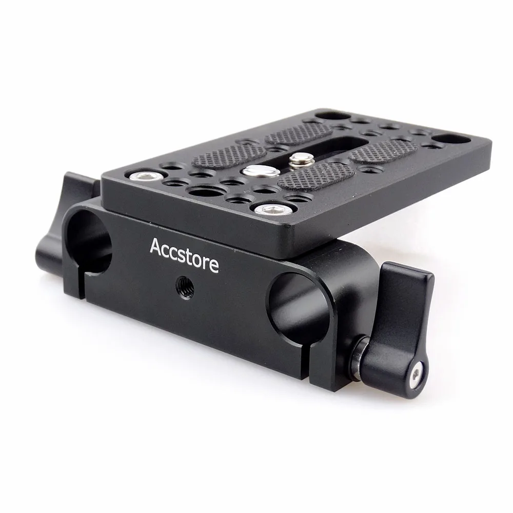 ACCSTORE Camera Baseplate Mounting Plate Tripod Mounting Plate with 15mm Rail Rod Clamp for Rod Support