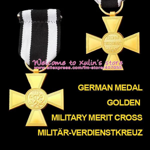 

XDM0021 Germany the Golden Military Merit Cross with Ribbon Prussia Military Decoration Deutschland Militar-Verdienstkreuz