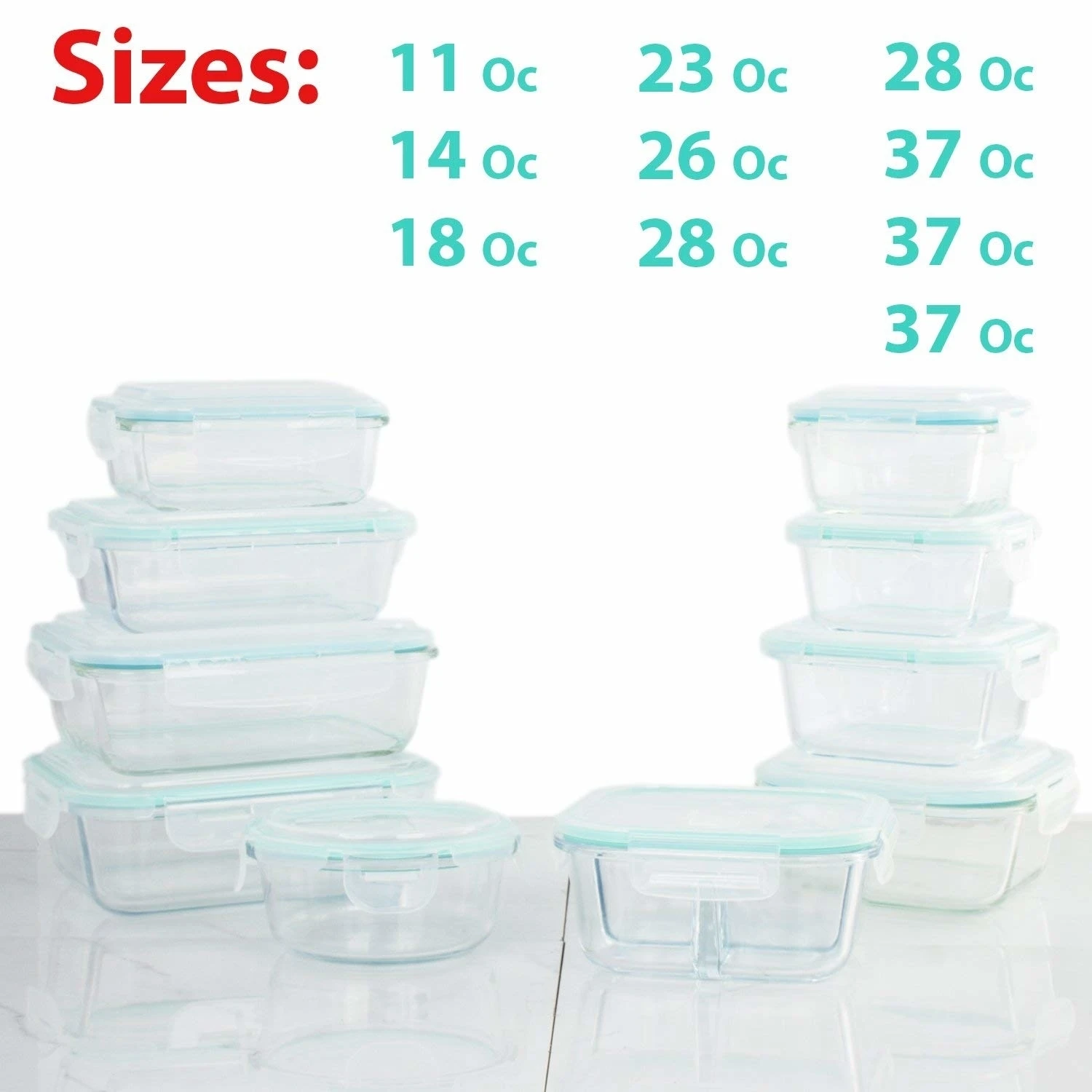 20 Pcs Glass Food Containers Set - 10 Food Storage Containers With Lids - Glass Food Storage Set (2)