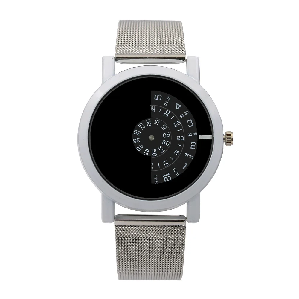 Для мужчин подарок специальный дизайн наручные часы Творческий нержавеющая сталь Вихрь мода цвет молодых людей повседневные часы erkek коль