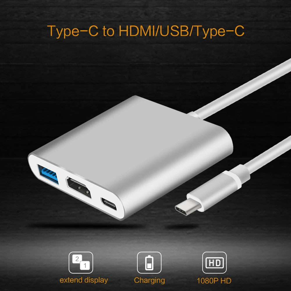 Тип C-HDMI адаптер 1080 P HD Thunderbolt 3 Тип C-HDMI type-C USB 3,0 Male-Female USB 3,1 адаптер для MacBook Pro Matebook