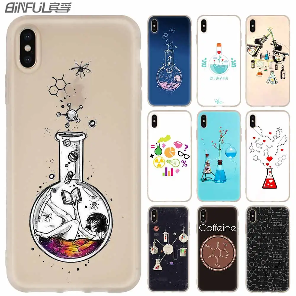 Силиконовый мягкий чехол с химическим рисунком для iPhone 11 12 Pro X XS Max XR iphone 8 7 6 Plus 5