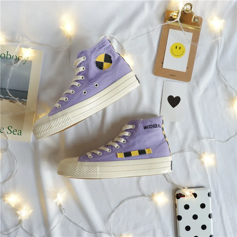 Beste High top canvas schoenen vrouwelijke tij studenten Harajuku wilde super fire casual vrouwelijke platte schoenen.