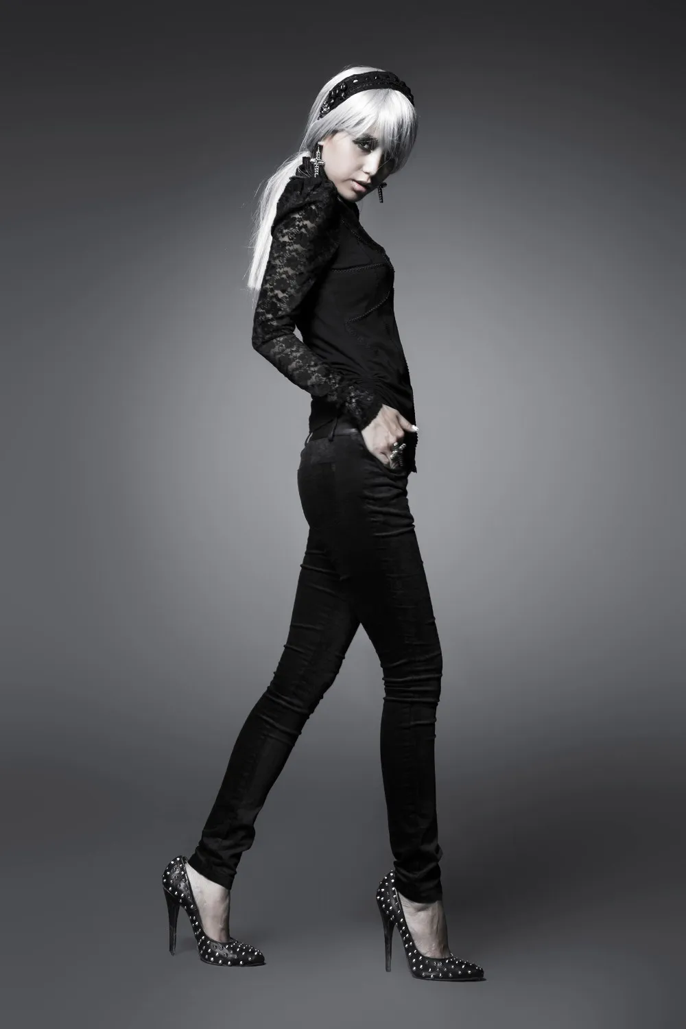 Панк RAVE Woemn панк стиль черный печать женские обтягивающие брюки весна Outumer винтажные Цветочные узкие брюки