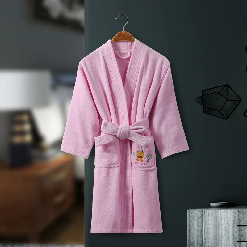 Cotton Children's bathrobe Winter baby soft velvet robes Kids dressing gown Cartoon Teenage boy girl Towel Fleece pajamas