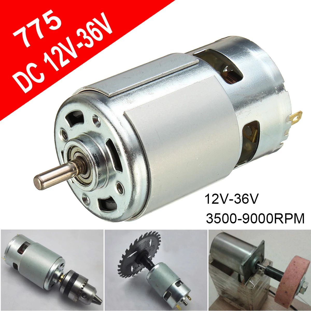 775 DC 12 V-36 V 3500-9000 об/мин Мотор шариковый подшипник большой крутящий момент высокая мощность низкий уровень шума DC мотор аксессуары Электропитание