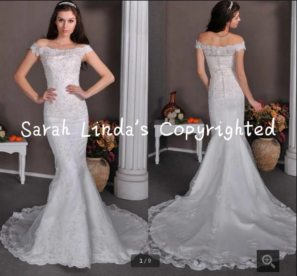 2016 Real Picture Ghana Mermaid Lace Appliques Wedding Dress Off