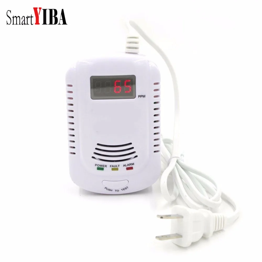 SmartYIBA  Independent Plug in Combustible Natural Gas Detector LCD Display Gas Leak Alarm with Voice Warning Alarm Sensor
