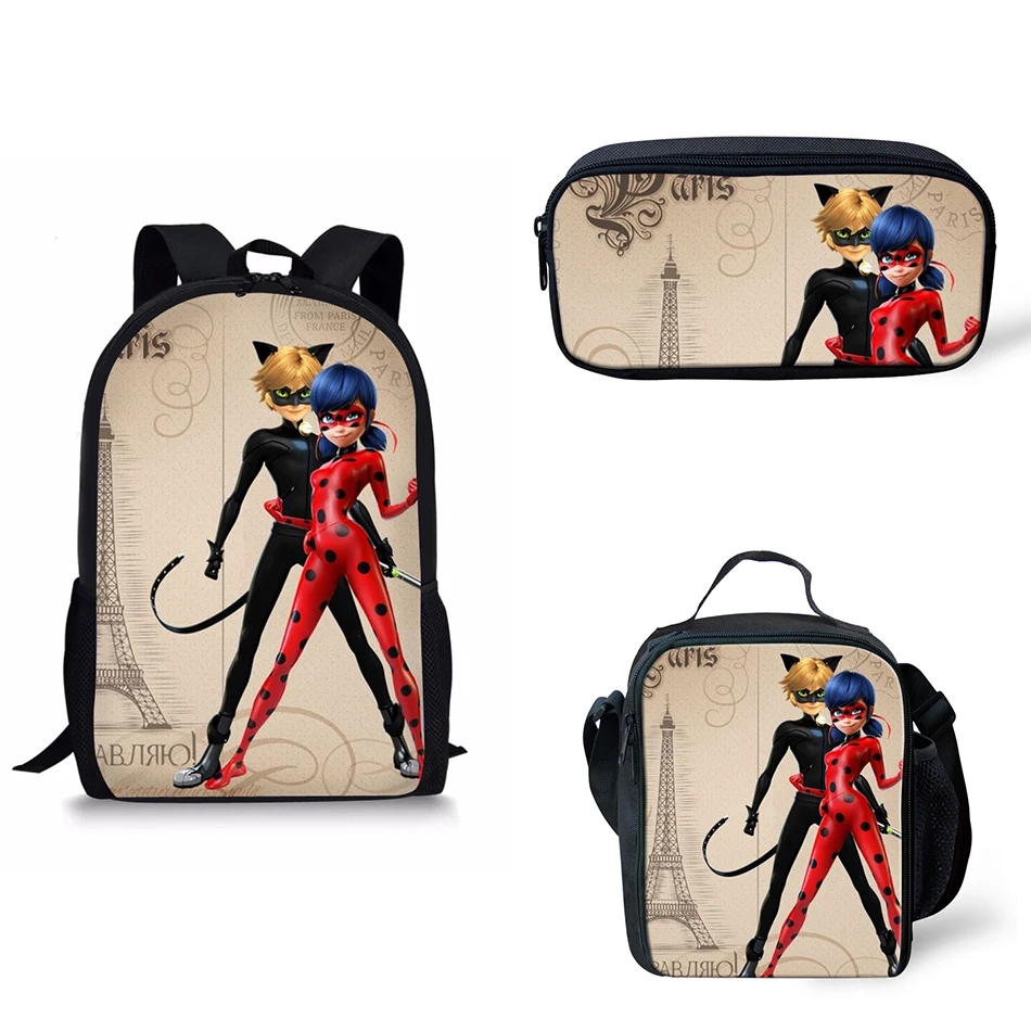 

Customized Image 3Pcs/Set School Bags Kids Boy School Backpacks Shoulder Backpack Children Book bag Anime Miraculous Ladybug