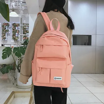 

2020 New Korean School Student Schoolbag Female Black Yellow Canvas Backpack for Girls Bolsas Mochilas Femininas Back Bag #L10