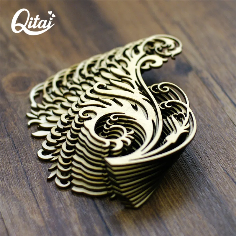 The Most Ancient Classic Vine Flower QITAI 12Pieces/Lot Creative Product Crafts DIY Scrapbooking Vintage Retro Wooden Chip WF024 Ornament Crafts Resin Crafts Wooden Figurine Crafts
