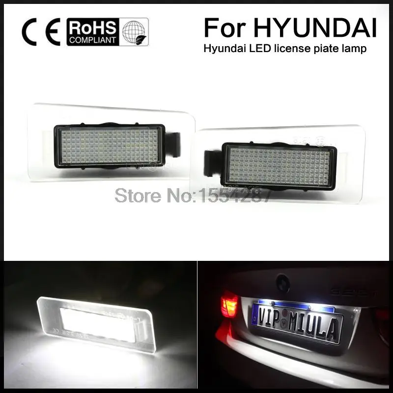 Error Free white LED License number Plate Light fit For Hyundai Elantra Coupe SIII I20 I30 Kia