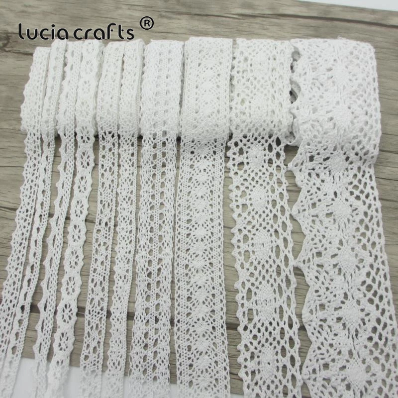 Lucia crafts 2 ярдов/партия белый хлопок кружевная ткань вышитая сетка отделка ленты