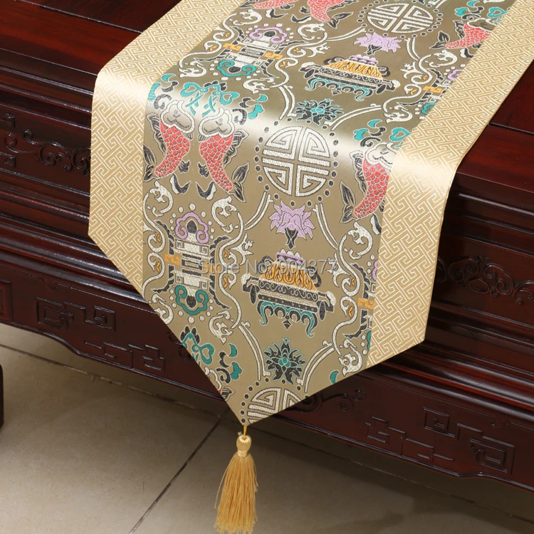 Лоскутные рыбы жаккардовые шелковые атласная настольная дорожка роскошный китайский обеденный стол ткань прямоугольная высокого класса журнальный столик коврик