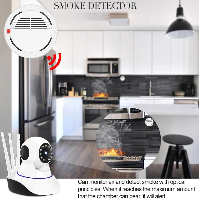 lintratek Burglar Alarm Door Window Sensor Wireless 1mp IP Surveillance Camera Yoosee APP Control Alarm System Kit Home Security