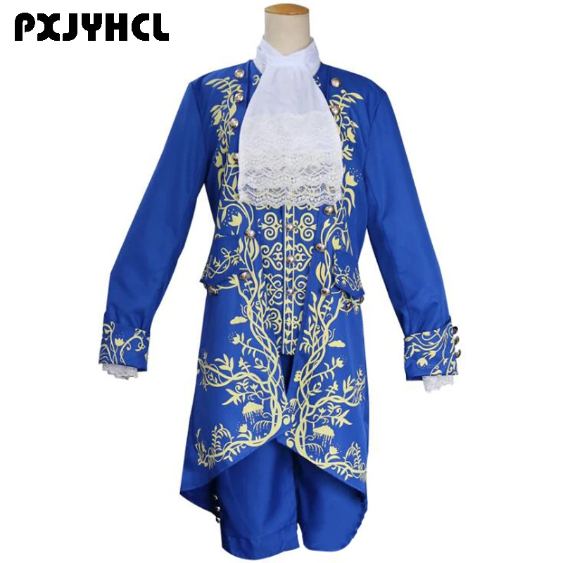 

Halloween Man Beauty And The Beast Cosplay Costume Fancy Prince Outfit Set Uniform Fantasia Blue Party Costumes Adult Cloths