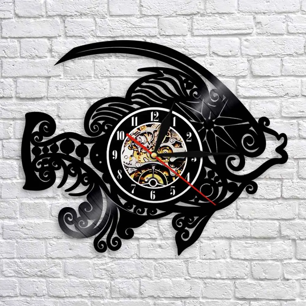 Fish Wall Clock Handmade Vinyl Record Clock Creative Home Decor
