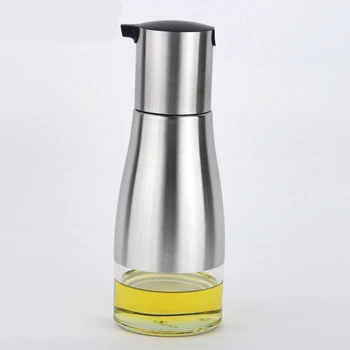 

1pcs 304 stainless steel glass oiler visual oil leak edible oil tank vinegar bottle soy sauce bottle Glass spice bottle oiler