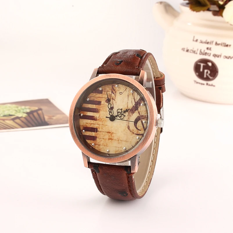 

Women's Quartz Watches Musical Piano Retro Fashion Casual Ladies Wristwatch Leather Strap Gift Clock For Women Dress