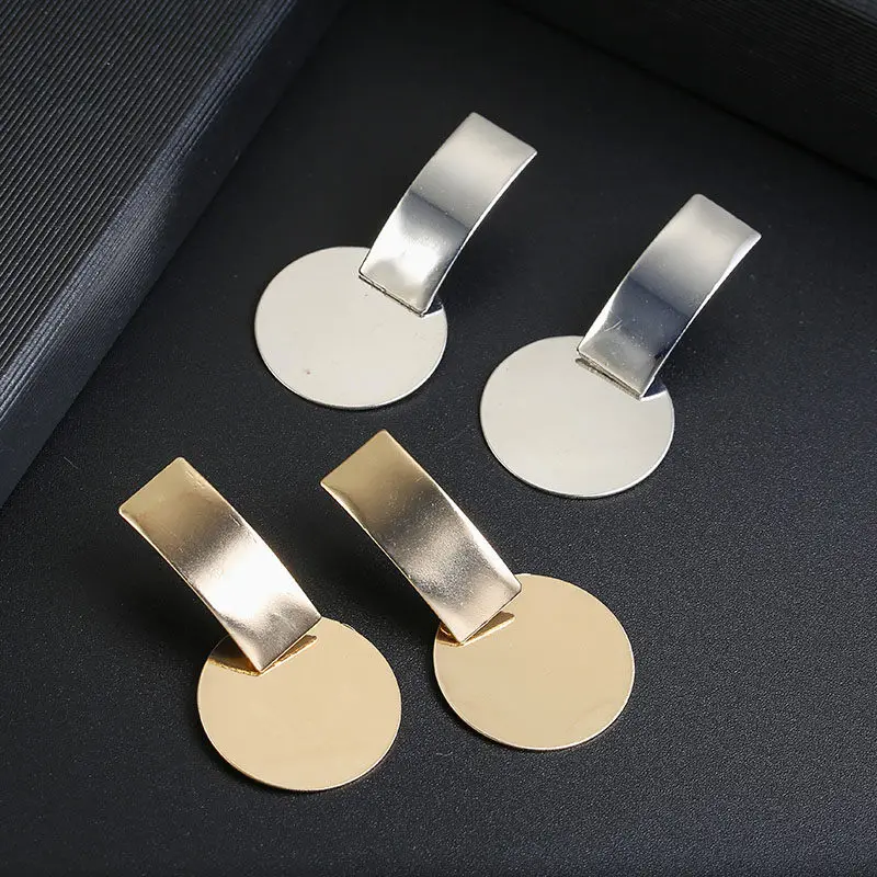 

New Fashion Geometric Square Round Coin Earrings For Women Fashion Vintage Punk Gold Long Irregular Spiral Metal Earrings Jewelr