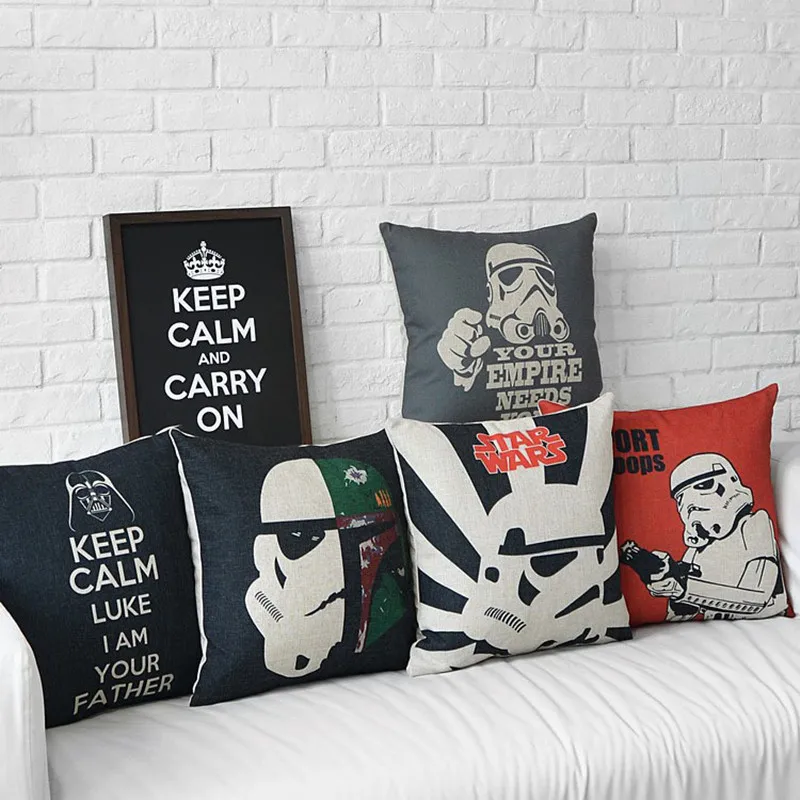 

Star Wars Pillow Cover Home Decorative Black Red Clone Troop Cartoon Design Cotton Linen Car Pillows 45x45 cm Cushion Cover Case