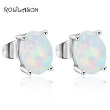 Белый Огненный опал 925 Серебро Печатью и розничная серебро Серьги-гвоздики для женщин Fashionl Опал Ювелирные OE270