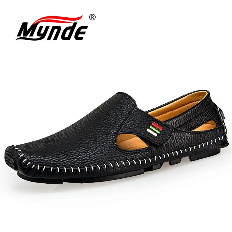 MYNDE New Fashion Moccasins For Men Loafers Summer Walking Breathable Casual Shoes Men Hook&loop Driving Boats Men Shoes Flats