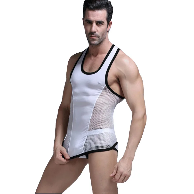 

Tank top men ropa hombre slim ice silk mesh man's shirts clothes for men gym bodybuilding men's vest waistcoat lounge masculino