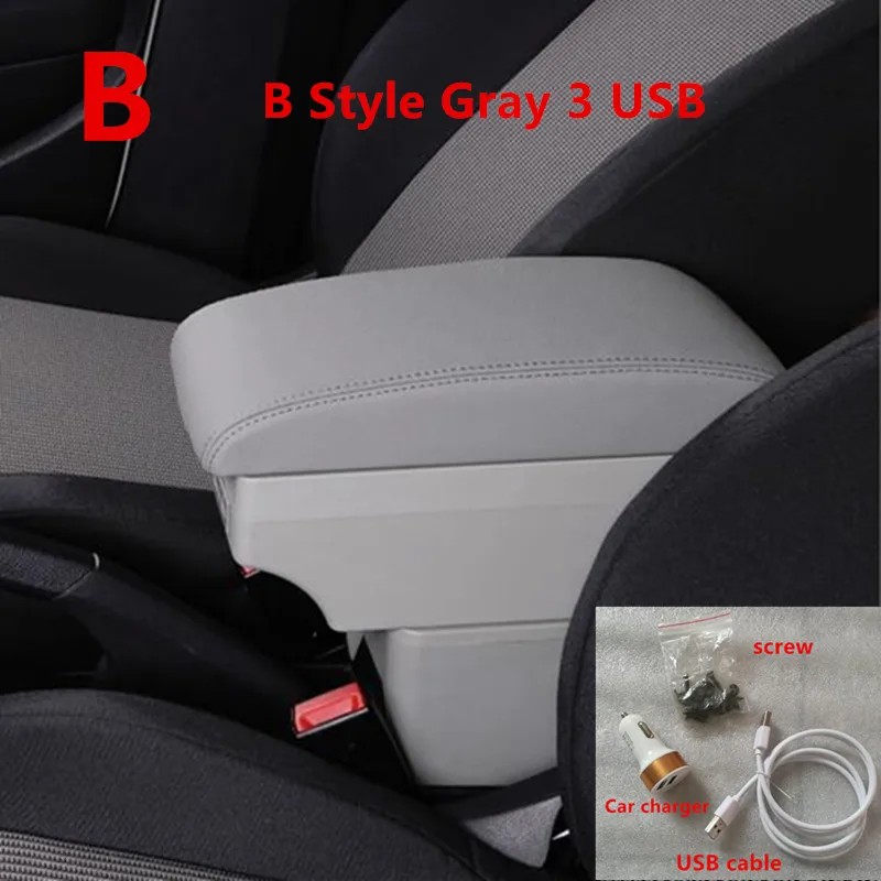 Для Seat Leon подлокотник коробка usb зарядка повысить двухслойный - Название цвета: B Style Gray