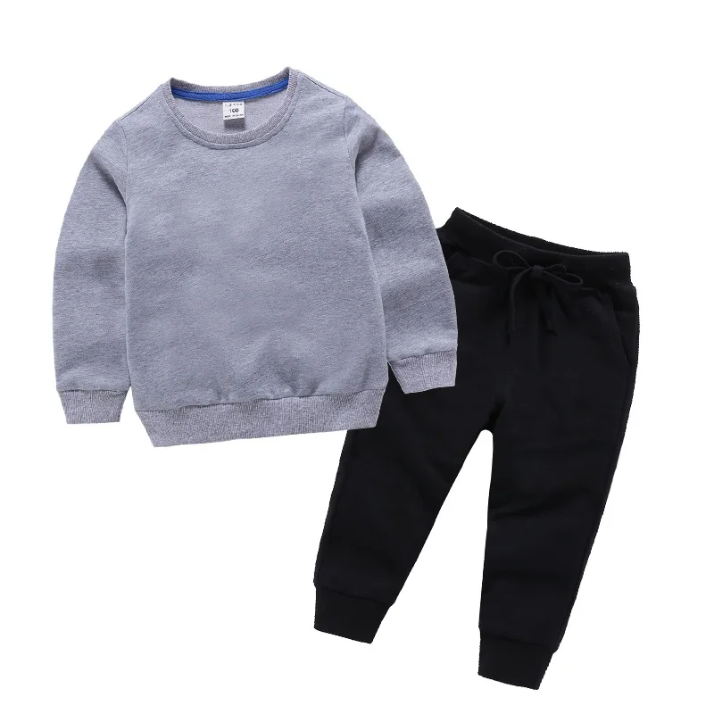 Комплект свитеров для мальчиков; одежда для маленьких девочек; свитер с длинными рукавами; спортивные штаны; Одежда для маленьких мальчиков; брендовая одежда для мальчиков; Детские костюмы - Цвет: Серый