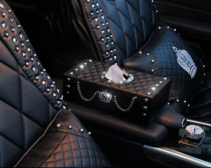 Необычные бриллианты заклепки автомобиля коробка ткани роскошные автомобильные аксессуары, чтобы светить ваш автомобиль вверх, "Алмазные Seires"