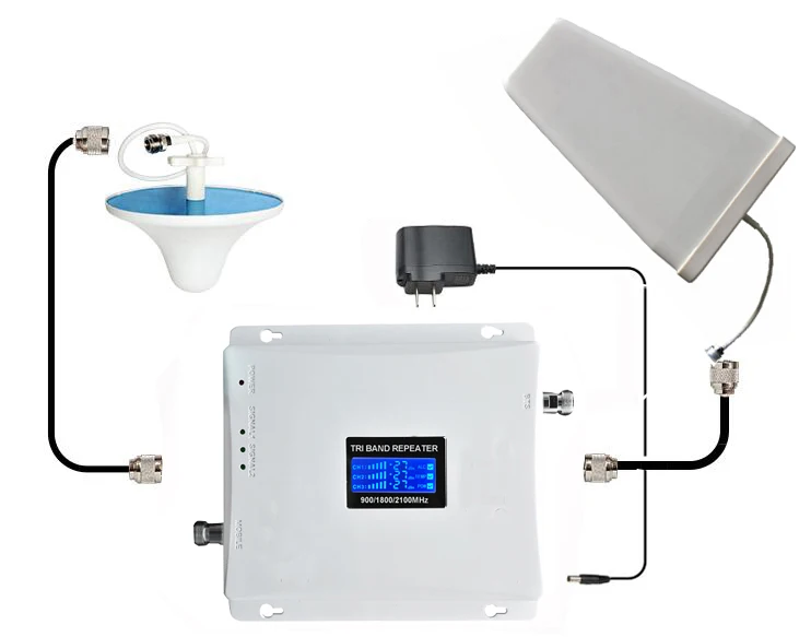 LCD display2G 3G 4G GSM repeater 900 WCDMA 2100 LTE 1800 Tri Band cellular Signal Booster 70dB Gain gsm Repeater 3G 4G Amplifier (8)