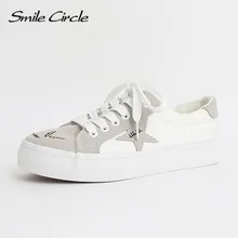 Lächeln Kreis Lächeln Kreis 2017 Neue Frauen schuhe Frühjahr/Herbst Neue stil schuhe damenmode Graffiti leinwand schuhe