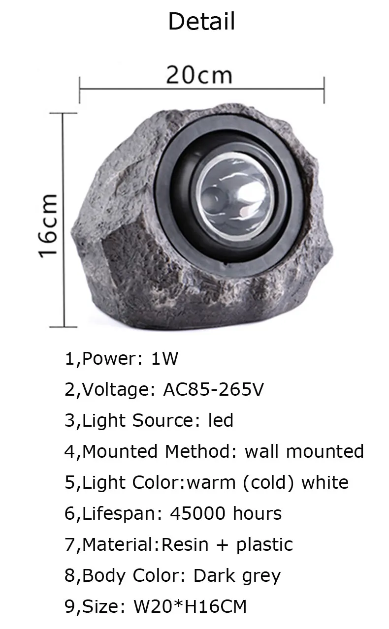 Уличный садовый светильник, имитация камня, лампа, украшение для газона, светодиодный, водонепроницаемый, точечный светильник, креативный, tuinverlichting, для двора, бра