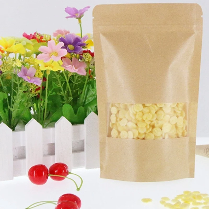 Hot Kraft Paper Tea Bag Stand Up Gift Fruit Tea Packaging Pouches Self Sealing Bags 100Pcs/Lot