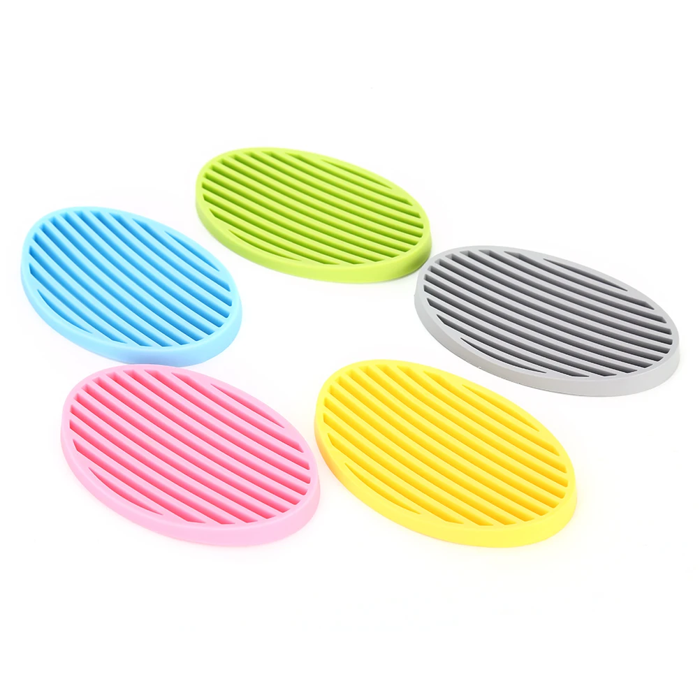 High Quality 1PCS 5Colors Fashion Silicone Flexible Soap Dish Plate Bathroom Soap Holder