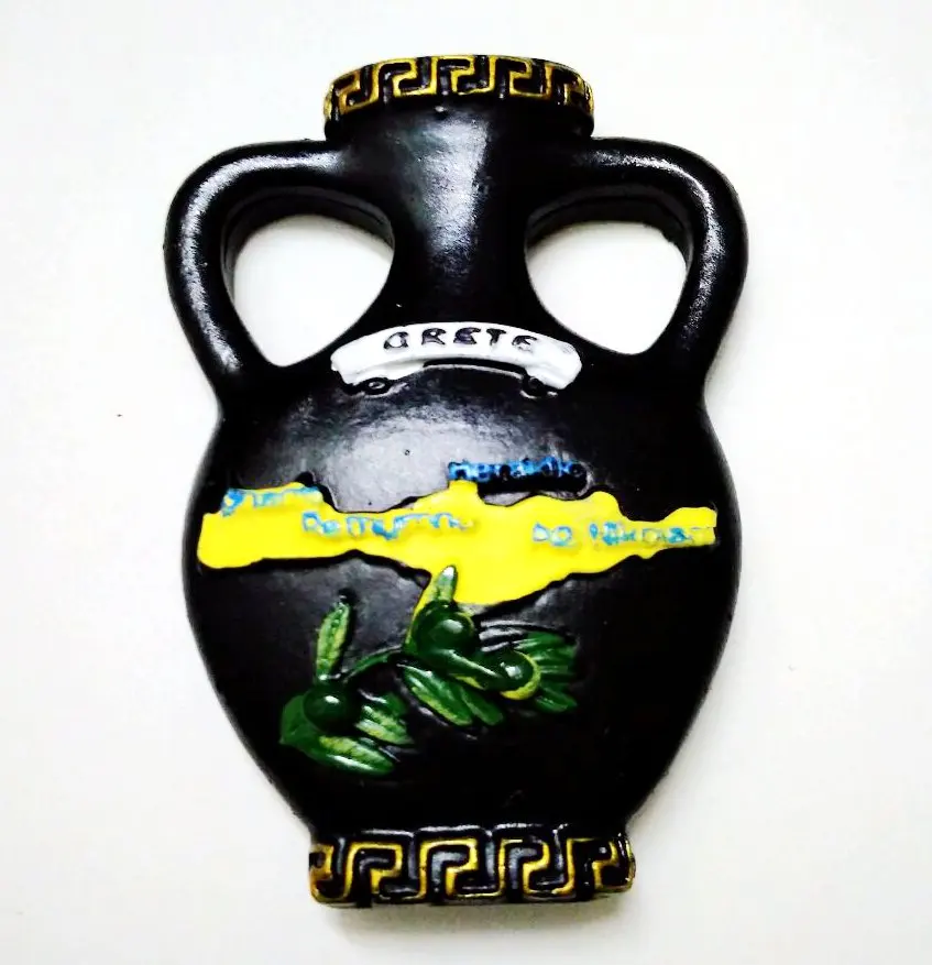 Ручной работы Painte греческий Крит бутылка для оливкового масла 3D магнит на