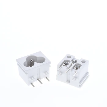 

10PCS IEC320 C6 white Male Plug Power socket 2P Connector copper Switch AL-030