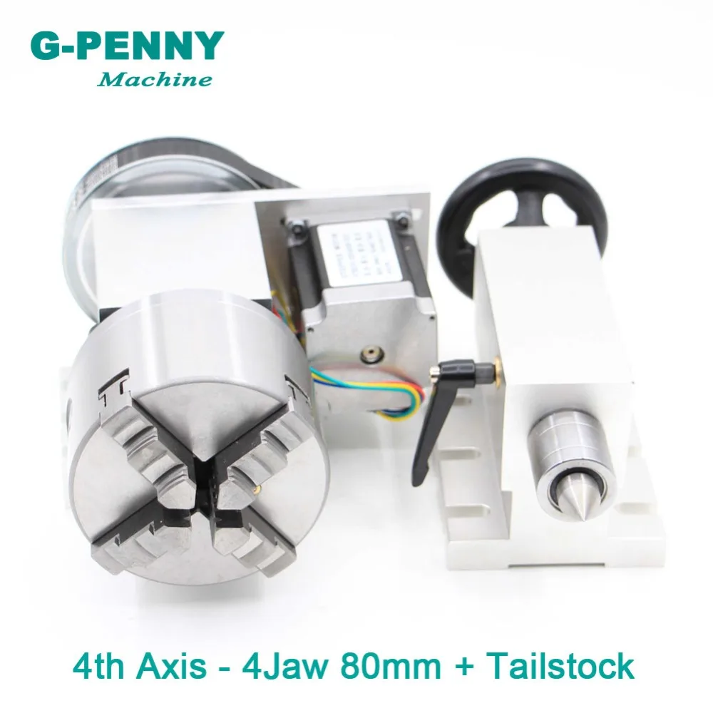 80mm 4 Jaw CNC 4th Axis+Tailstock CNC dividing head/Rotation Axis/A axis kit for Mini CNC router/engraver woodworking engraving 80mm 4 Jaw CNC 4th Axis+Tailstock CNC dividing head/Rotation Axis/A axis kit for Mini CNC router/engraver woodworking engraving