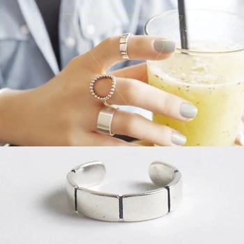 

Personality Punk Vintage 925 Sterling Silver Retro Rings Thai Silver Opening Adjustable Rings For Women Men bague