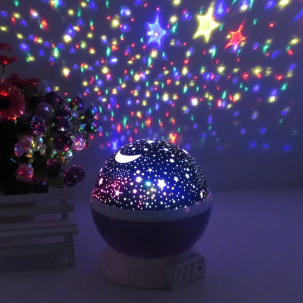 

2018 Kid New Gift Bed Night Lighting Romantic New Rotating Star Moon Sky Rotation Night Projector Light Kids Bed Lamps