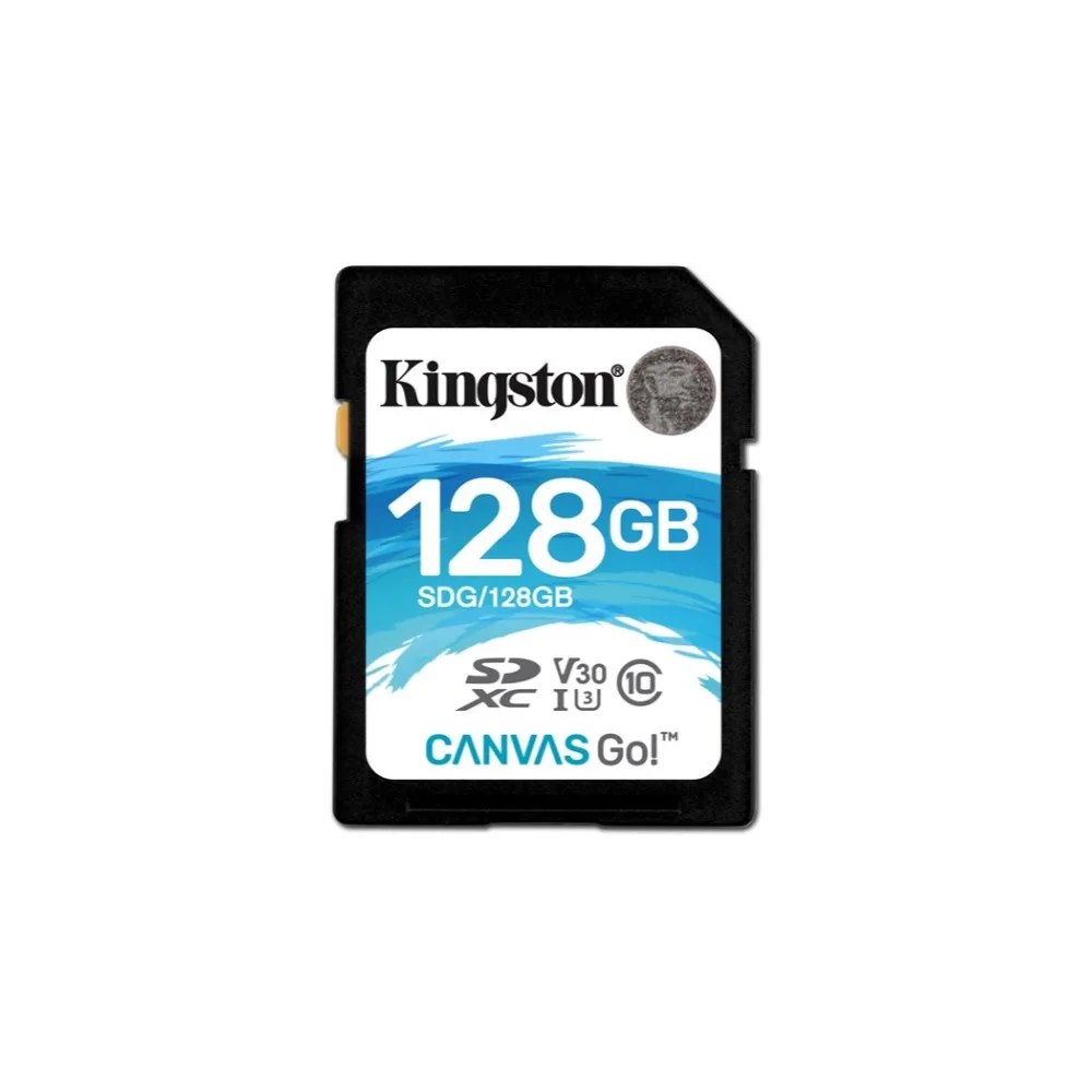 

Kingston Technology Canvas Go!, 128 GB, SDXC, Clase 10, UHS-I, 90 MB/s, Negro, Azul, Blanco