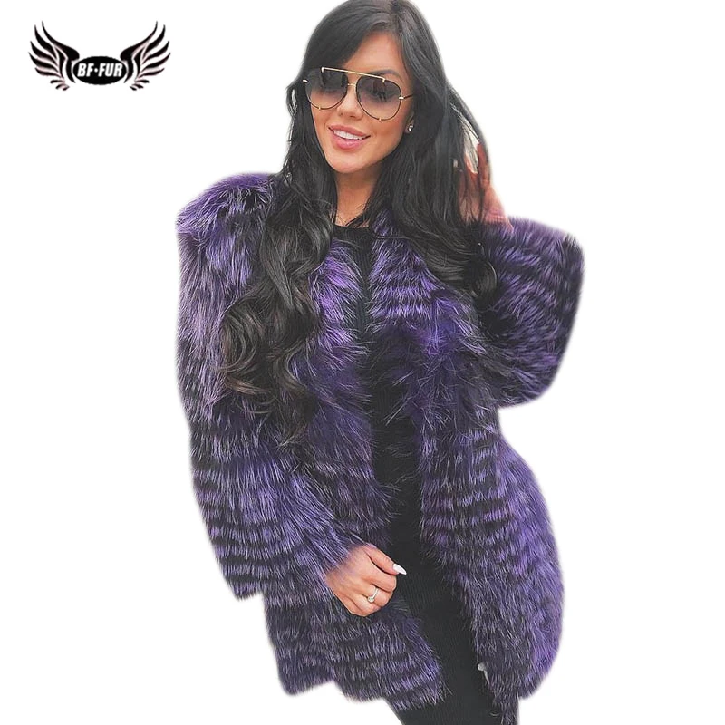 

BFFUR Silver Fox Natural Fur Casual Women Clothes 2019 Russian Winter New Coats Fox Fur Coat 90 cm Long Real Fur Jackets