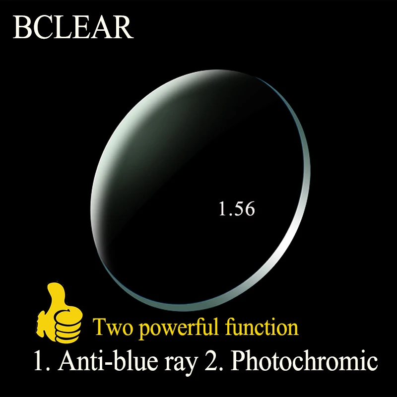 BCLEAR 1.56 Index Aspheric Anti-blue Ray Lenses Transitions Photochromic Lenses Single Vision Lens Summer Chameleon Gray Myopia